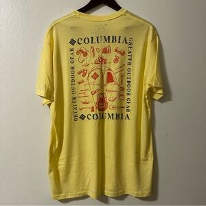 NWT Men’s Columbia Yellow XL Back Graphic Greater Outdoor Camping Gear T-Shirt